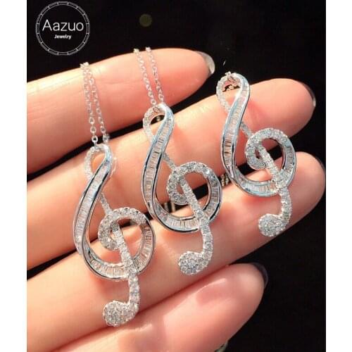 Aazuo Fine Jewelry 100% Real 18K White Gold Real Ladder Diamonds 0.50ct Note Necklace gifted for Women Party Au750