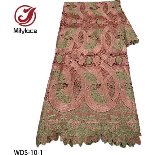 African French Cord Lae Fabric Guipure Lace Embroidery High Quality Water Soluble Lace Fabric for Nigerian Wedding Dress WDS-10