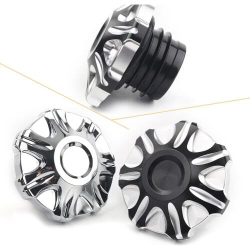 Motorcycle CNC Aluminum Gas Tank Oil Cap Tank Cover For Harley Dyna FXD w/ Mid-Control 1991-2017 Black Chrome