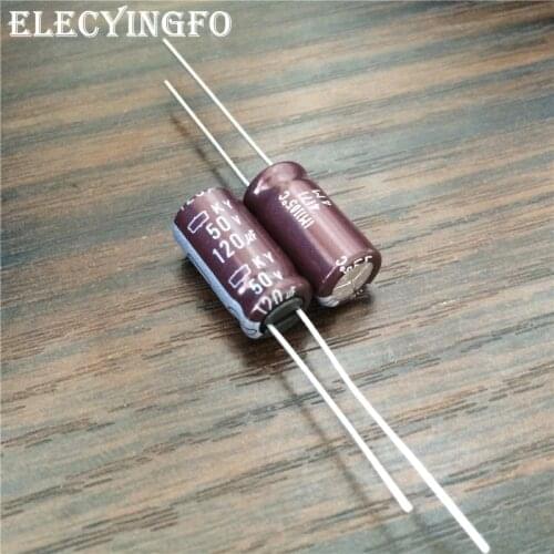 10pcs 120uF 50V120UF NIPPON KY Series 8x15mm Low ESR 50V120uF Aluminum Electrolytic Capacitor