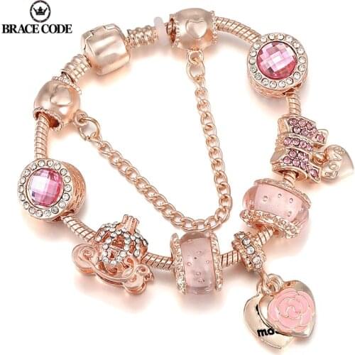 BRAEW CODE 2021 Rose Charm Bracelet Womens Jewelry DIYHeart network intertwined Beads Fine Bracelet Wife Jewelry Gifts