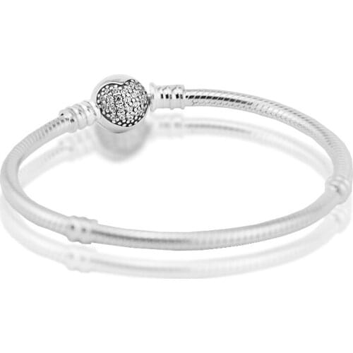 Bracelet For Women Sparkling Heart Snake Chain Bracelets 925 Sterling Silver Jewelry Femme Pulseira Plata de ley Armband