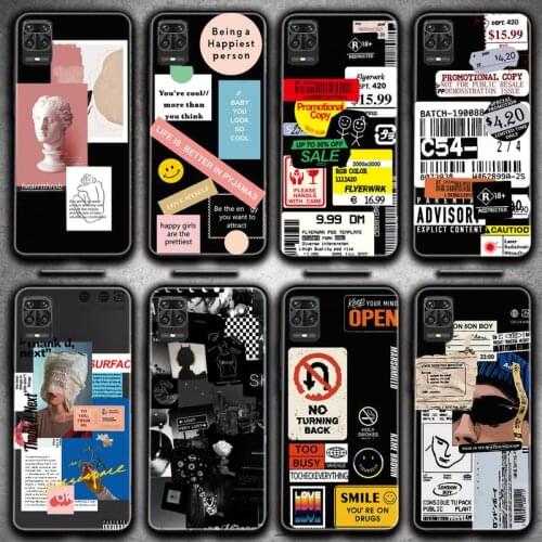 Coque Black Case Retro Bar Code Label Cover Phone Case For Redmi 7 8 9 A K20 30 Pro Note 8 9 Pro 9s 10