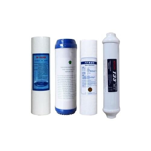 4pcs filter 10" reverse osmosis ro water filtro t33 water filter cartridge coconut coal pp cotton reverse osmosis system parts