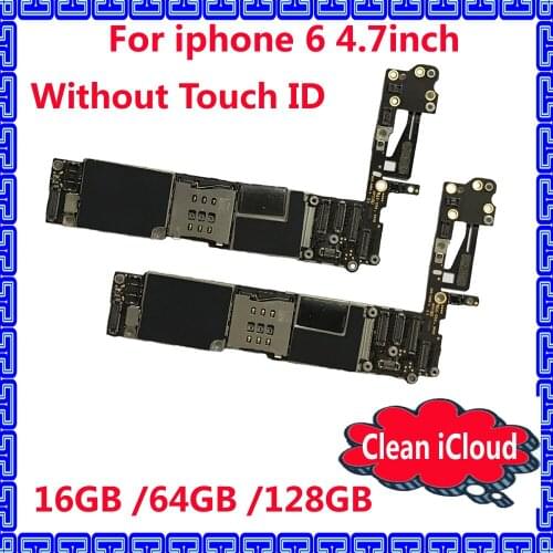 Good tested Original motherboard for iphone 6 without touch ID 16gb 64gb 128gb unlocked mainboard with full chips IOS system