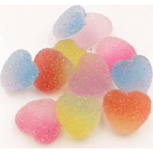 Kawaii Mix Colorful Transparent Candy Color Heart Flatback Spar Applique 50PCS Scrapbook DIY Home Figurines Decor Crafts OF868