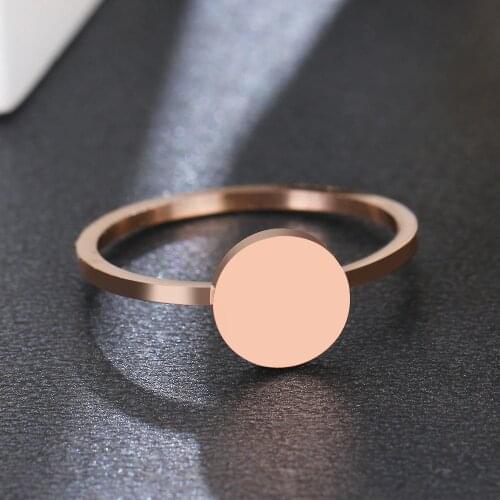 DOTIFI 316L Stainless Steel For Women Rings Round Rose Gold Finger Ring Engagement Simple Refined Jewelry Gift
