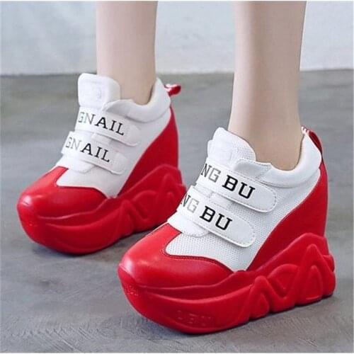 Fashion Sneaker Womens Breathable Wedge Ankle Boots High Heel Platform Shoes Creepers Increasing Height 34 35 36 37 38 39