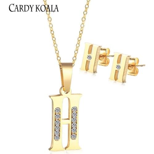 English alphabet pendant European and American simple H necklace female titanium steel does not fade