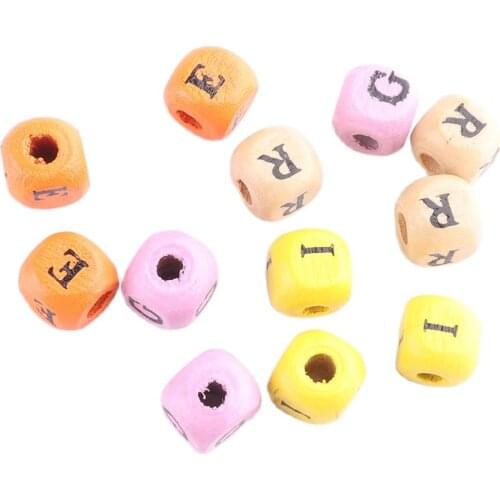 Square wood bead 8mm Alphabet Letter Mixed Number Eco-Friendly For Jewelry Toys Making DIY Baby Necklace Handmade Accessories