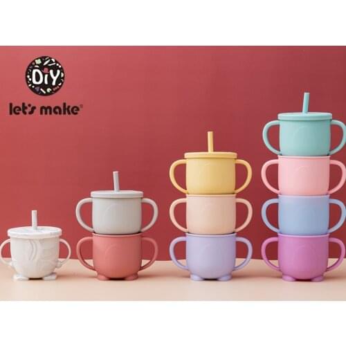 LetS Make 1 Set Baby Feeding Cups Baby Learning Baby Drinkware silicone Sippy Cups For Toddlers & Kids With Silicone Sippy Cup