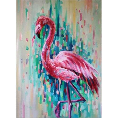 Paint With Square Diamonds Kit Diamond Painting Kits for Adults Diamond Art, Full Round Drill (Flamingo)