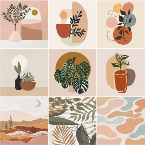 RUOPOTY Frame Picture 20x20cm Diy Painting By Numbers For Kids Modern Leaf Wall Art Picture By Numbers Diy Gift Home Decors