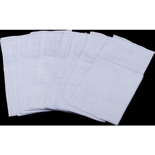 12pcs White Men Women Cotton Handkerchiefs Soft Washable Hanky