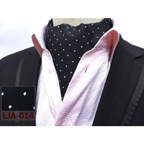New Design Mens Ascot Black with White Dot Patter High Quality Cravat Tie