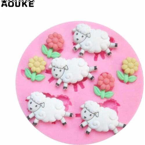 Sheep Flowers Shape Fondant Cake Silicone Mold Pastry Biscuits Mould Candy Chocolate Molds Cake Decoration DIY Baking Tools E010