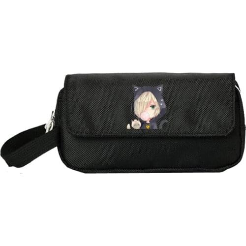 Hot Yuri on ice Pencill Case Women Cosmetic Cases Makeup Bag Child Girls student Double Zipper pecill Bag Handbag Purse