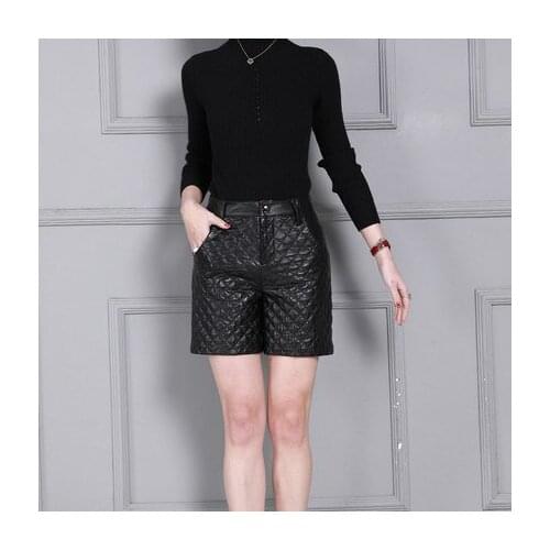 Thick Winter Leather Shorts High Waist Slim Leather Shorts KS299