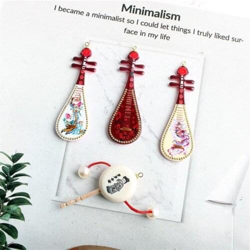 BULK Chinese Lute and Rattle Charm or Pendants-set of 2 Antique Miniature Lute Stringed Instrument Charm Music Jewelry Supply j2