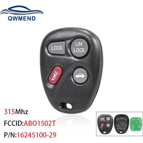 BHKEY 4 Buttons Car Remote Key for Buick Chevrolet Escalade Astro Blazer GMC Cadillac S-10 Truck Smart Car Key ABO1502T 315Mhz