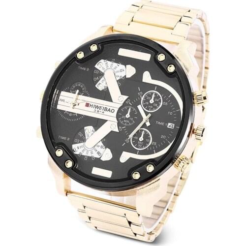 Luxury Quartz Gold Watch Men Casual Mens Wrist Watch Man Clock Cool Big Case Steel Military Relogio Masculino Sport Wristwatch