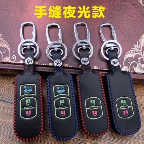 Luminous Genuine Leather car key fob cover case For Mazda 2 3 5 6 8 Atenza CX5 CX-7 CX-9 MX-5 RX smart 2 3 button key case cove