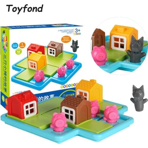 Three Little Piggies Smart Hide&Seek Board Games 48 Challenges Skill-Building Puzzle Logic Game IQ Training Toy Children Gift