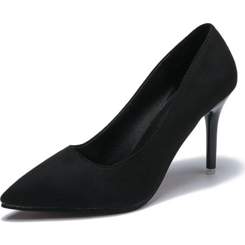Woman Shoes Pointed Toe Dress Shoes Basic Pumps Women Boat zapatos mujer OL Office Lady Shoes Faux Suede High Heels U14-32