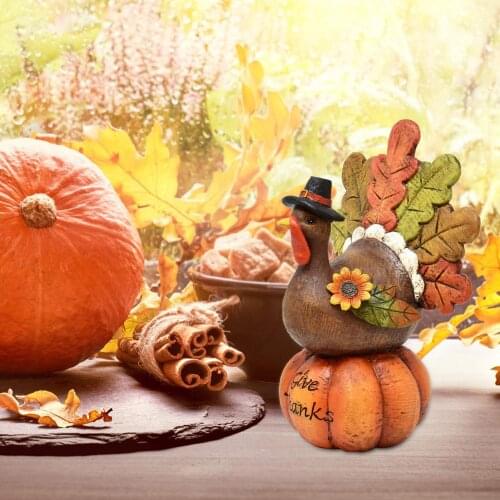 Thanksgiving Pumpkin Turkey Ornament Small Resin Fall Table Decoration Figurines for Halloween Figurines Miniatures Decoration