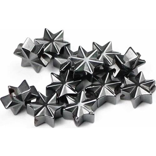 UPGFNK Hexagram Natural Black Hematite Stone spacer 7x8mm charm Loose beads For Jewelry making DIY bracelets Necklac accessories