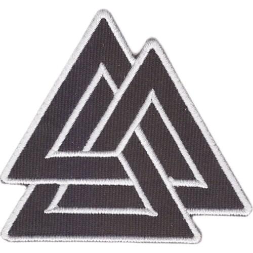 VALKNUT trigon PATCH iron-on embroidered NORSE VIKING ODIN PAGAN SYMBOL BLACK morale tactical Suitable for all kinds of clothes
