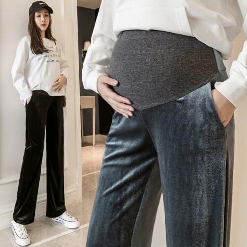 2021 Spring Summer Thin Maternity Long Pants Wide Leg Straight Loose Pants For Pregnant Women Elastic Waist Belly Pregnancy