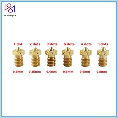Top Quality 3d Printer Nozzle V6 Nozzle For 3d Printers Hotend M6 Thread For E3d Nozzles Hotend Titan Extruder 1.75mm Filament