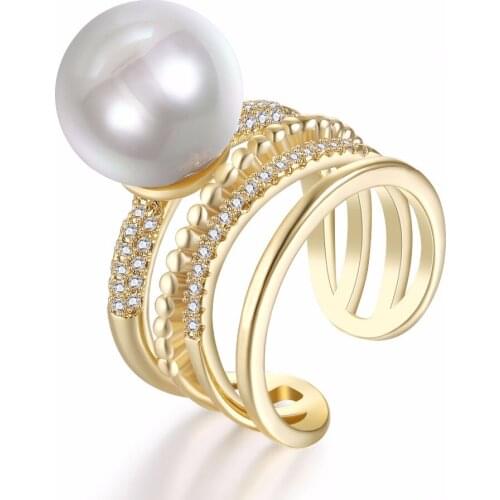 Lose money Trendy Engagement rings with White Pearl for women Setting with CZ Fashion Party Ring dropshipping