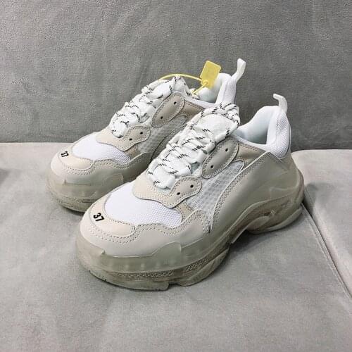 Clear Transparent Flat Heel Sneakers White Mesh Leather Breathable Sneakers Shoes Woman Platform Thick Heels Designer Shoes Lady