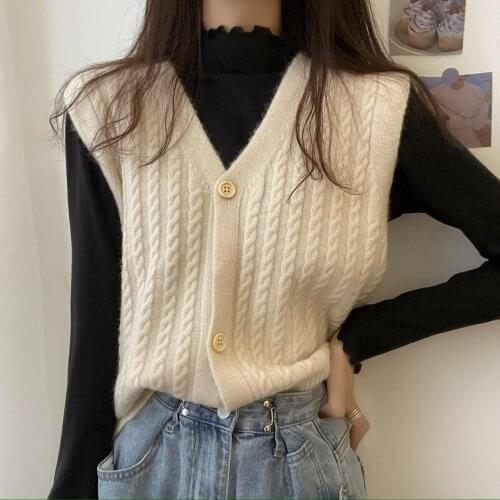 Women Sweater Vest Autumn Outerwear V-neck Knitted Vest Womens Outer Wear Autumn Sleeveless Jacket Sweater Vest Waistcoat
