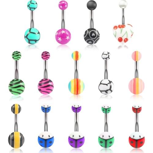 Printing Acrylic Sexy Helix Navel Piercing Ring Belly Button Rings Body Jewelry Women Accessorie Wholesale Ombligo Nombril