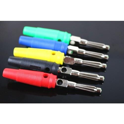 10Pcs 5color 4mm Solderless Side Stackable Banana Plug Connector Copper