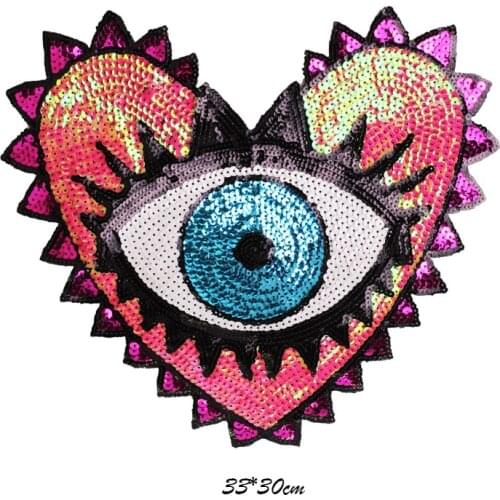 10pcs New super large sequins, loving eyes sew on embroidery patches for garment accessories, jeans decorative
