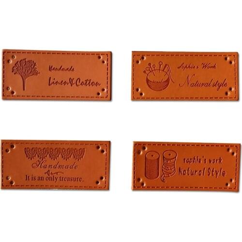 100Pcs Custom Logo Sewing Leather Tags For Clothing Pu Leather Labels Customized Name Gift Handmade Leather Label For Clothes