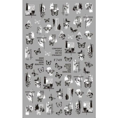 3D Nail Stickers Interesting Design Nail Foil Stripe Line Butterfly Letter Glue Sticker for Manicure Cute Nail Art Decoration