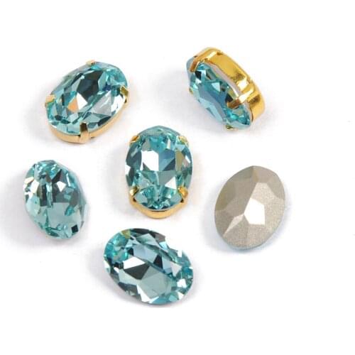 4120 Aquamarine Rhinestones Oval Claw Sew On Rhinestone Fancy Stones Strass Shoes Clothes Decoration Garment Jewelry Accessories
