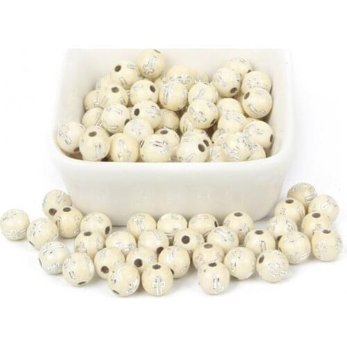 50Pcs Mixed Beige Silve Cross Acrylic Beads For Jewellery Marking Loose Spacer Beads Bracelet Necklace Charm Jewelry Finding