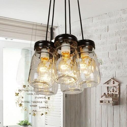 American country glass bottle art chandelier living room dining room bedroom lamp