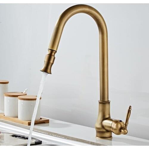 Antique Bronze Kitchen Faucets Pull Out Hot Cold Sink Swivel 360 Degree Water Faucet Water Mixer Pull Down Mixer Taps