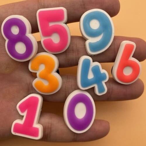 Free Shiping 1 Pcs Luminous DIY Arabic Numerals PVC Slipper Accessories Shoe Decoration For Croc Jibz Kids Party X-Mas Gifts