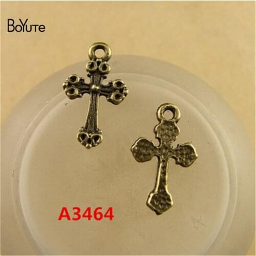 BoYuTe (100 Pieces /lot) 18*11MM Antique Bronze Plated Metal Alloy Cross Charms Pendants for Necklace Bracelets Jewelry Making