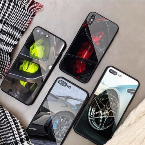Sports car wheel calipers Tempered Glass Phone Case For iphone 12 11 Pro Max 5 6 7 8 PLUS X XS XR XSMax Shell