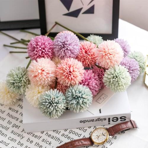 5 Pieces / Bunch Of Artificial Flowers Silk Dandelion Flower Ball DIY Wedding Home Decoration Valentines Day Gift