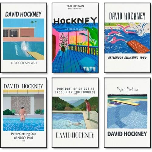 David Hockney Swim Pool Series Works Exhibition Wall Art Canvas Painting Posters And Prints Wall Pictures For Living Room Decor